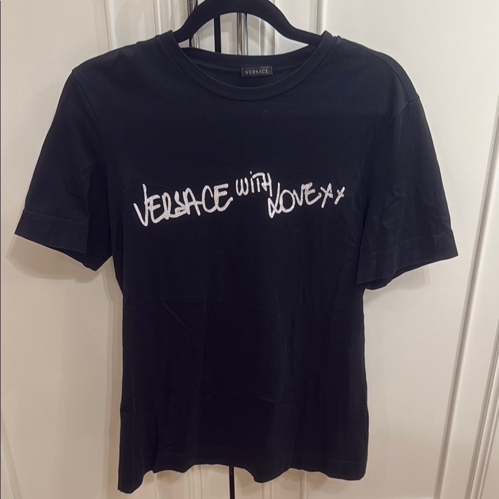 Versace Black Tee with White Script